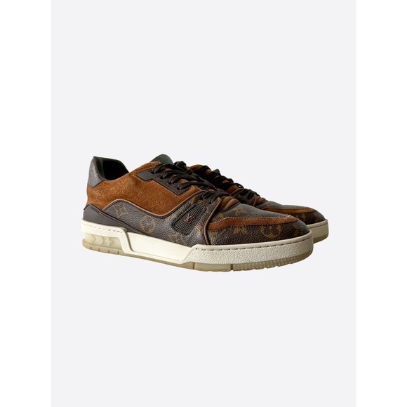 Louis Vuitton Brown Suede Monogram Trainers - Picture 6 of 8
